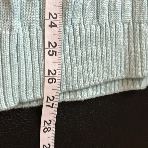 VINEYARD VINES Cable Knit Shine Crewneck Sweater Mist Green Ribbed Sz L - Picture 8 of 8